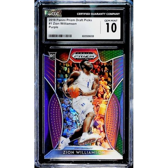 2019-20 Panini Prizm Draft Picks Purple #1 Zion Williamson Duke University CGC 10 GEM MINT RC Rookie