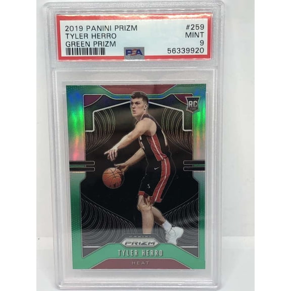 2019-20 Panini Prizm Green #259 Tyler Herro Miami Heat RC Rookie Card PSA 9 MINT