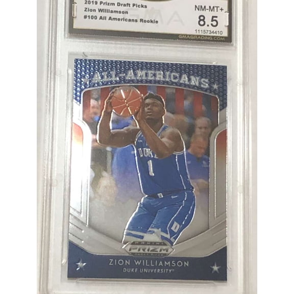 2019-20 Prizm Draft Picks Basketball #100 Zion Williamson All-Americans RC Rookie Duke Blue Devils GMA 8.5 Panini Trading Card (Serial Number May Vary