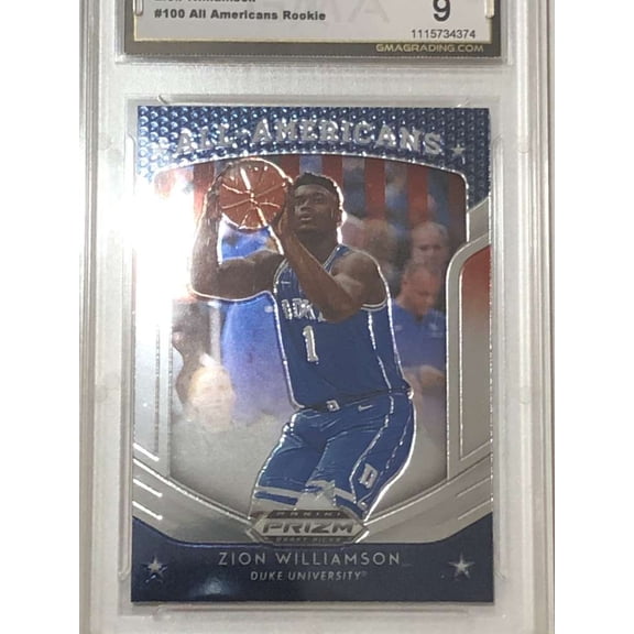 2019-20 Prizm Draft Picks Basketball #100 Zion Williamson All-Americans RC Rookie Duke Blue Devils GMA 9 Panini Trading Card (Serial Number May Vary)