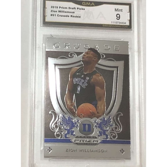 2019-20 Prizm Draft Picks Basketball #51 Zion Williamson Crusade RC Rookie Duke Blue Devils GMA 9 Panini Trading Card (Serial Number May Vary)