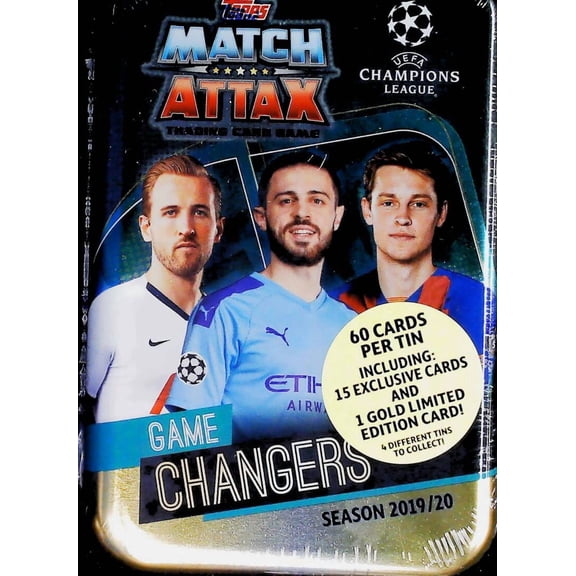 2019-20 TOPPS MATCH ATTAX UEFA CHAMPIONS EUROPA LEAGUE Factory Sealed Game Changers Tin 60 Cards