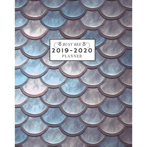 2019-2020: Weekly and Monthly Academic Calendar/Agenda July 2019 - June 2020 Mermaid Scales Blue and Pink Vintage Style Paperback