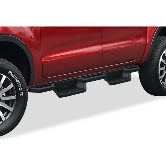 APS Black Square Tube Drop Nerf Bars Fit 19-23 Ford Ranger SuperCrew Rocker Mnt