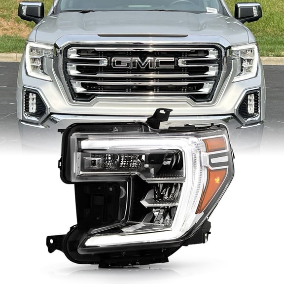 2019-2021 GMC Sierra 1500 w/Halogen Turn Signal LED DRL Headlight - Driver Left
