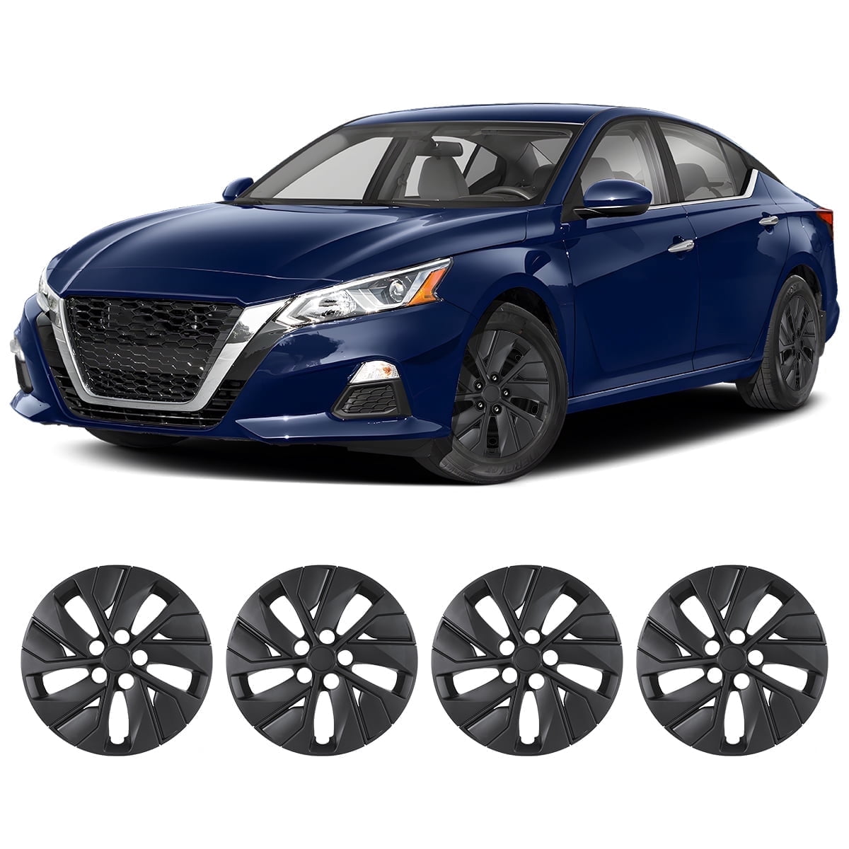 For 2019-2025 Nissan Altima,4Pcs Set 16" Wheel Rim Cover Hubcaps Replacement,Compatible with Steel Wheels,Snap on Installation,PP Material,Black Matte