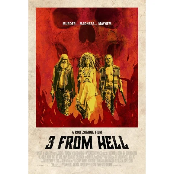 2019 3 From Hell Movie Poster Sid Haig Bill Moseley Rob Zombie Trejo UNFRAMED PAPER POSTER