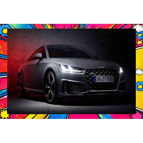 2019 Audi TT Coupe Quantum Gray Edition 91147 HD Car Poster - Pop Art Edition | 12x18 Inch Laminated Poster | Vibrant Colors & Stunning Detail Wall Art