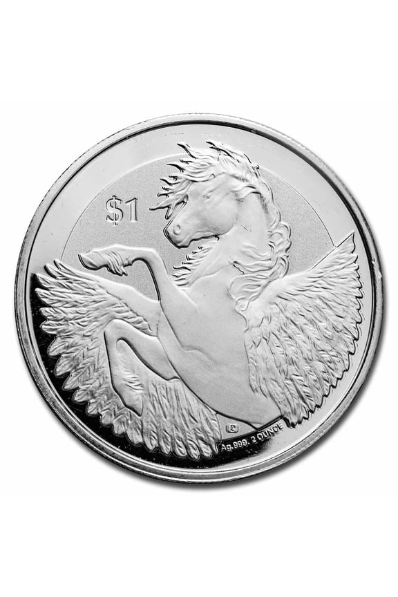 2019 BVI 2 oz Silver Pegasus Frosted (Abrasions, Spotted)