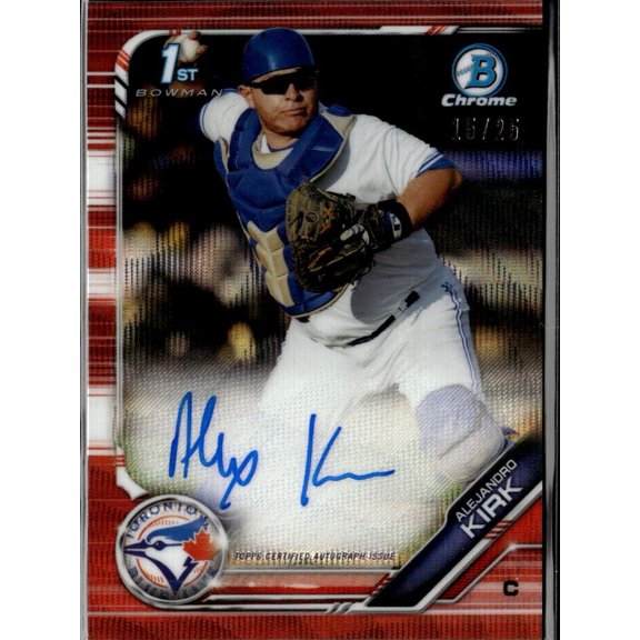 2019 Bowman Chrome Red Refractor /25 1st Bowman Auto Alejandro Kirk CPA-AK Blue Jays Baseball Card