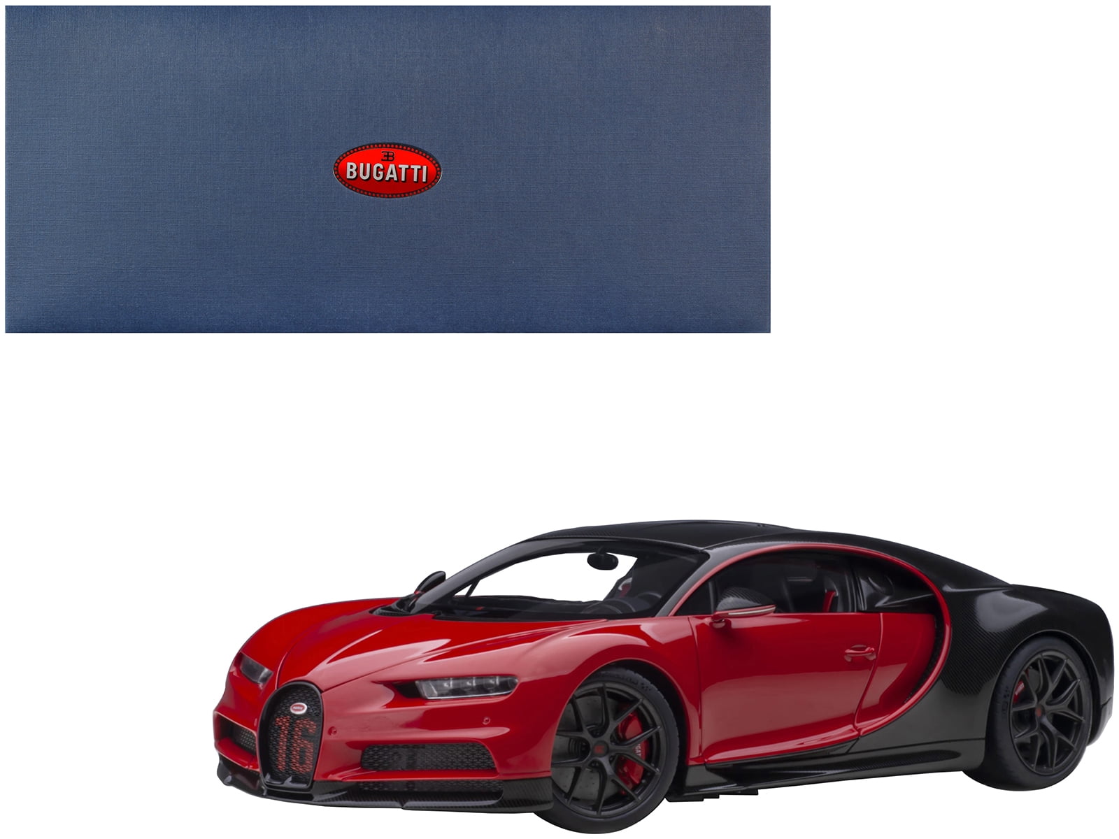2019 Bugatti Chiron Sport Italian Red and Carbon Black 1/18 Model 