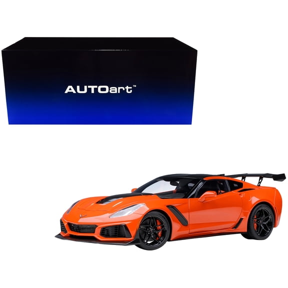 2019 Chevrolet Corvette C7 ZR1 Sebring Orange Tintcoat with Carbon Top 1/18 Model Car by Autoart