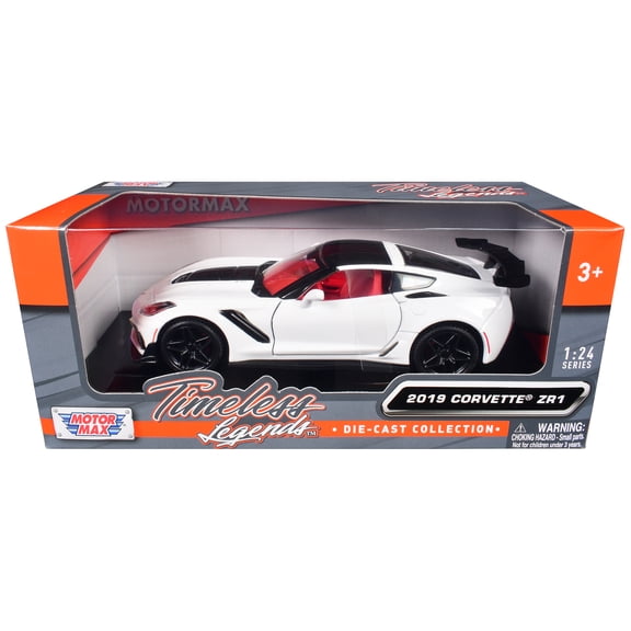 2019 Chevrolet Corvette ZR1 White and Black with Red Interior "Timeless Legends" Series 1/24 Diecast Model Car by Motormax