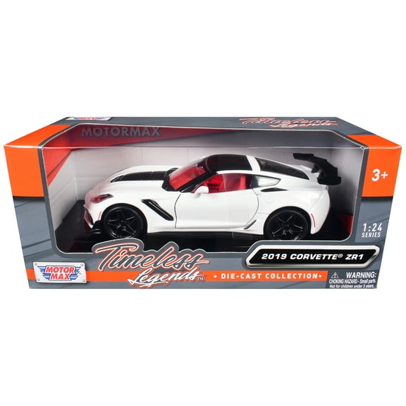 2019 Chevrolet Corvette ZR1 White and Black with Red Interior "Timeless Legends" Series 1/24 Diecast Model Car by Motormax