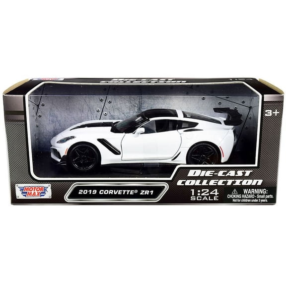 2019 Chevrolet Corvette ZR1 White with Black Accents 1/24 Diecast Model Car by Motormax