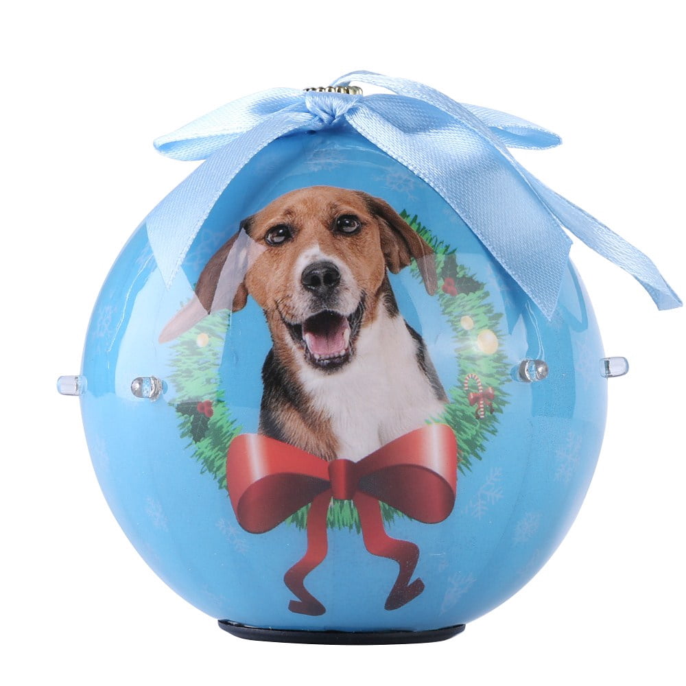 2019 Christmas Ball Ornaments Annual Edition with lights, Glittering Christmas Tree Pendants Decorative Hanging Christmas Dog Collection Balls for Holiday Party Indoor Outdoor Decoration