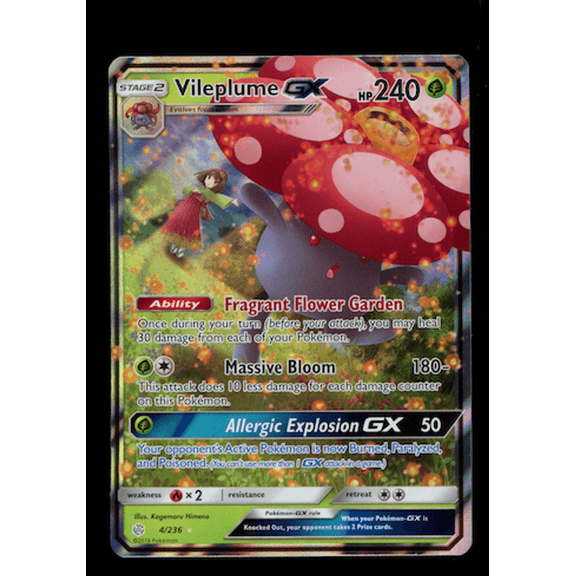 2019 Cosmic Eclipse Vileplume GX Holo Rare Ultra Rare #4/236 English Pokemon Card