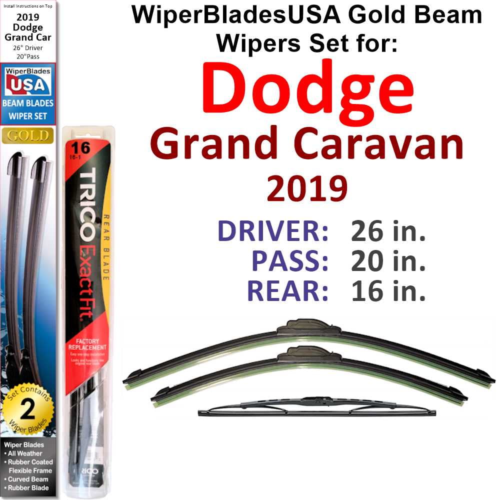 2019 Dodge Grand Caravan Beam Wiper Blades Wipers WBUSA (Set of 3) w