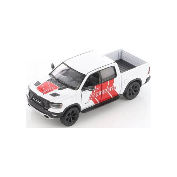 2019 Dodge Ram 1500 Pick-Up truck with Rebel decals, White - Kinsmart 5413DF - 1/46 scale Diecast Model Toy Car