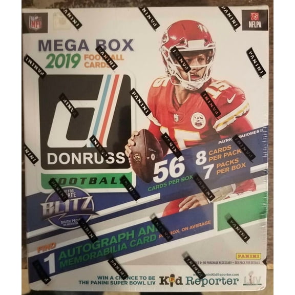 2019 Donruss Football NFL Trading Cards Factory Sealed MEGA Box 56 Cards in all. 1 AUTO AND 1 MEMORABILIA per on average. 7 RATED ROOKIES.  Three excl