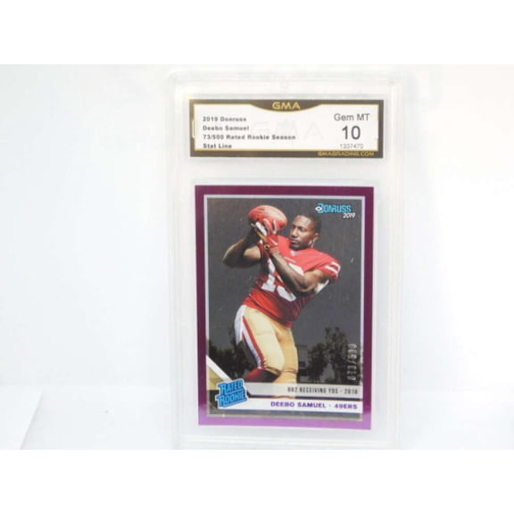 2019 Donruss Season Stat Line Purple Rated Rookie RC /500 #327 Deebo Samuel 49ers GMA 10 Serial Number May Vary