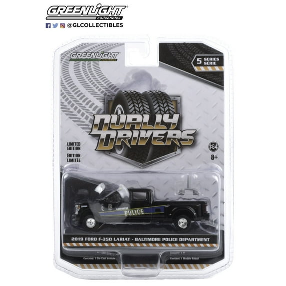 2019 Ford F-350 Lariat Dually Pickup Truck Black "Baltimore Police Department" (Maryland) "Dually Drivers" Series 5 1/64 Diecast Model by Greenlight