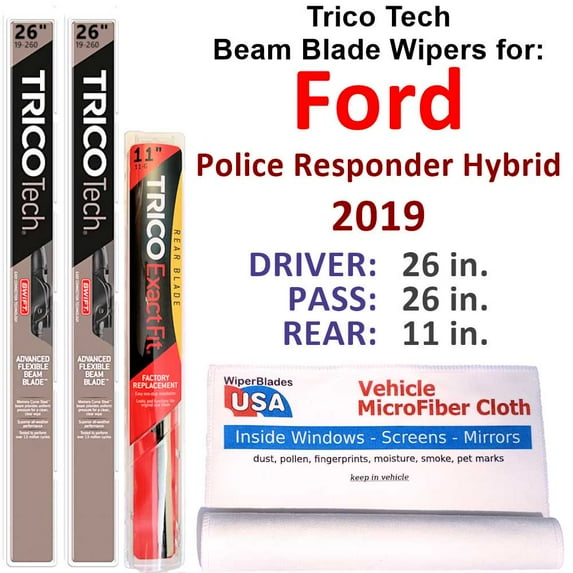 2019 Ford Police Responder Hybrid Beam Blade Wipers (Set of 3) w/Rear Wiper
