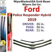 2019 Ford Police Responder Hybrid Beam Wiper Blades Wipers WBUSA (Set of 3) w/Rear Wiper