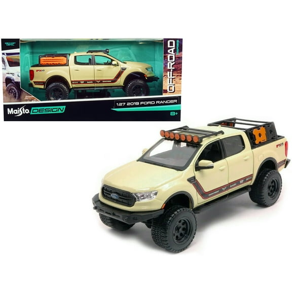 2019 Ford Ranger Lariat FX4 Pickup Truck Sand Tan with Stripes "Off Road" Series 1/27 Diecast Model Car by Maisto