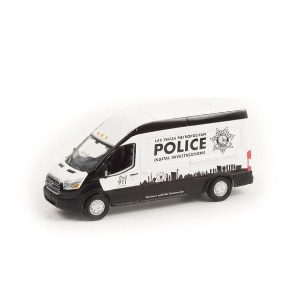 2019 Ford Transit LWB High Roof, White and Black - Greenlight 53040E 1/64 scale Diecast Car