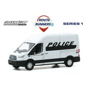 2019 Ford Transit Van Police, White and Black - Greenlight 53010D/48 - 1/64 scale Diecast Model Toy Car