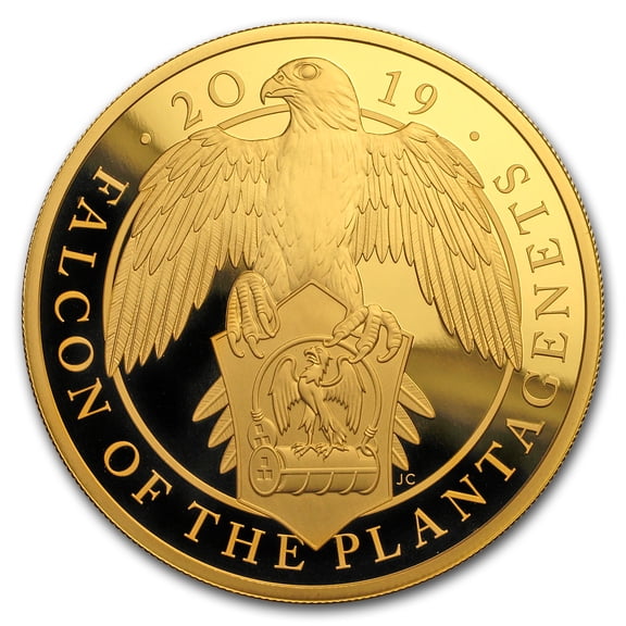 2019 GB Proof 5 oz Gold Queen's Beasts Falcon (Box & COA)