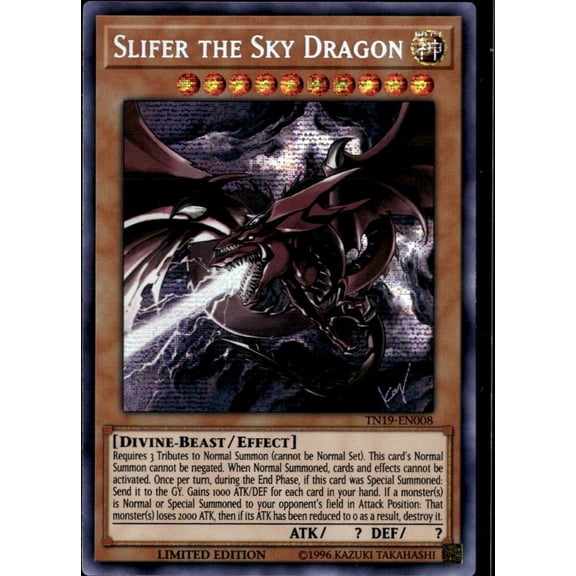 2019 Gold Sarcophagus Tin Mega Pack Slifer the Sky Dragon Prismatic Secret Rare Trading Card