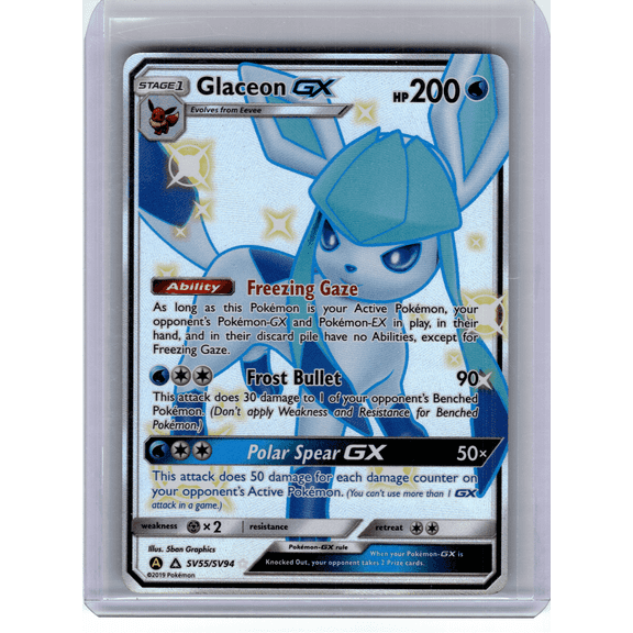 2019 Hidden Fates Shiny Vault Glaceon GX SV55 Holo Shiny Rare Pokmon Card EN