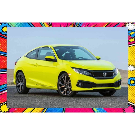 2019 Honda Civic Coupe Style B - Pop Art Edition | 20x30 Inch Glossy Laminated Poster | Vibrant Colors & Stunning Detail Wall Art