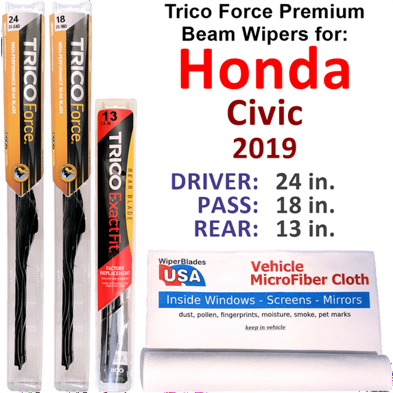 2019 Honda Civic Performance Beam Wipers (Set of 3) w/Rear Wiper