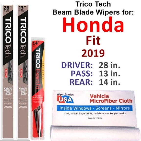 2019 Honda Fit Beam Blade Wipers (Set of 3) w/Rear Wiper