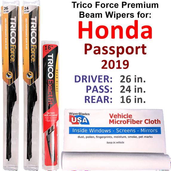 2019 Honda Passport Performance Beam Wipers (Set of 3) w/Rear Wiper
