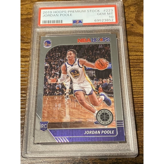 Graded 2019 Panini Hoops Premium Stock Jordan Poole RC #223 PSA 10 Basketball Card