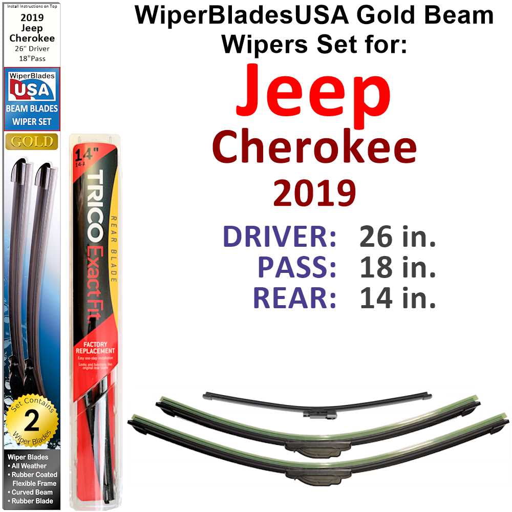 2019 Jeep Cherokee Beam Wiper Blades Wipers WBUSA (Set of 3) w/Rear