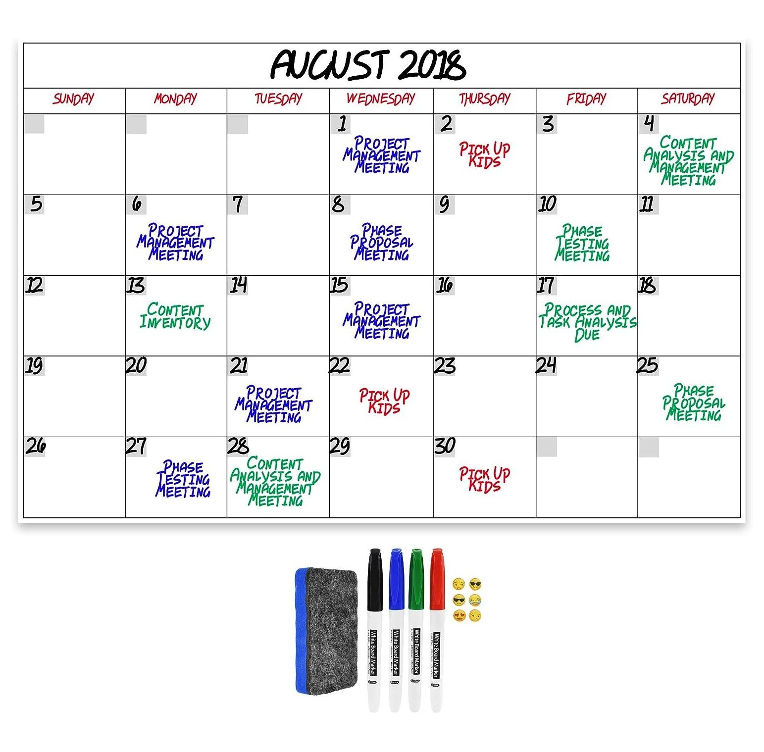 2019 Jumbo Dry Erase Laminated Wall Calendar, 24inch by 36inch Size