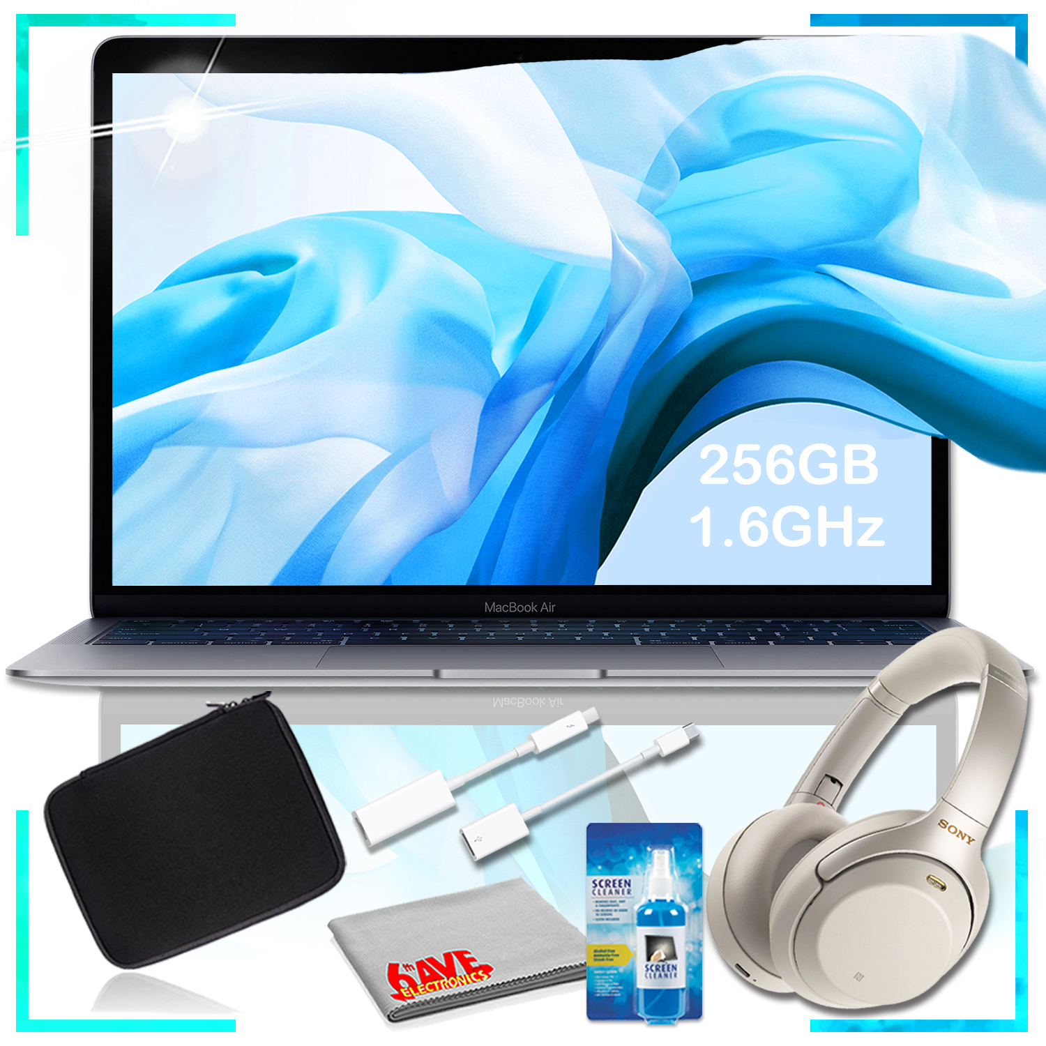 2019 MacBook Air 13-inch: 1.6GHz dual-core Intel Core i5, 256GB (Space  Gray) with Sony WH-1000XM3 Headphones (Silver), Adapter Cord bundle, and  Clear Case Music Bundle - Walmart.com