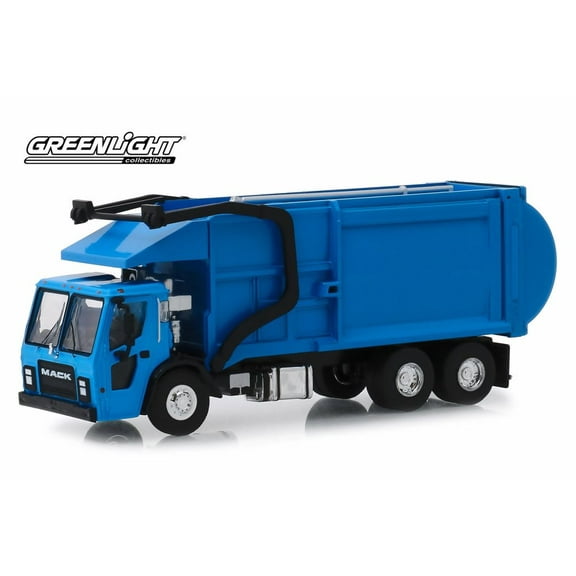 2019 Mack LR Front Load Refuse Truck, Blue - Greenlight 45070/48 - 1/64 scale Diecast Model Toy Car
