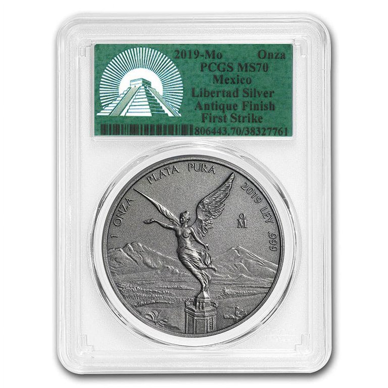 2019 Mexico 1 oz Silver Libertad Antiqued Finish MS-70 PCGS (FS