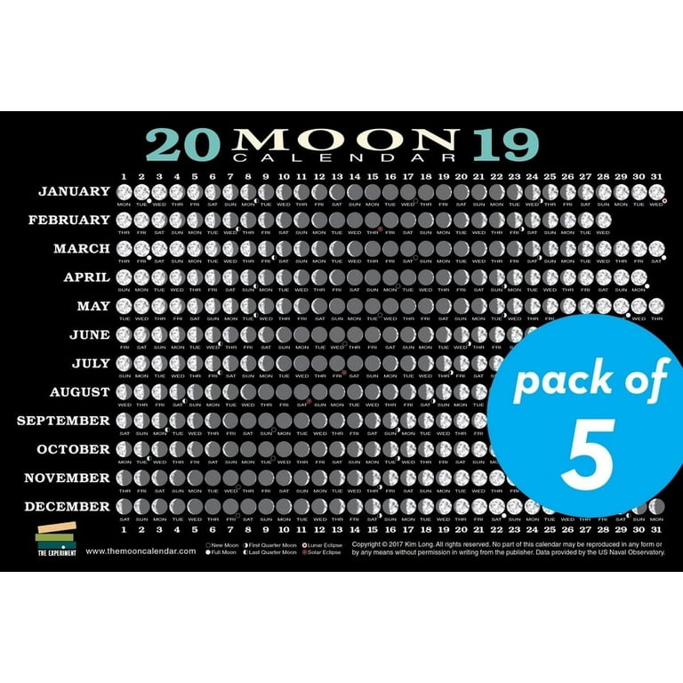 信頼への信頼 Moon 2019 Calendar Eclipses Phases, Lunar : pack) (5 Card 手帳・カレンダー