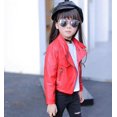 thumbnail image 1 of 2019 New Autumn Girls Jacket pu Leather Zipper Jacket For Girls 3-12Yrs Fashion Solid Leather Coat Children Clothing Outerwear, 1 of 6