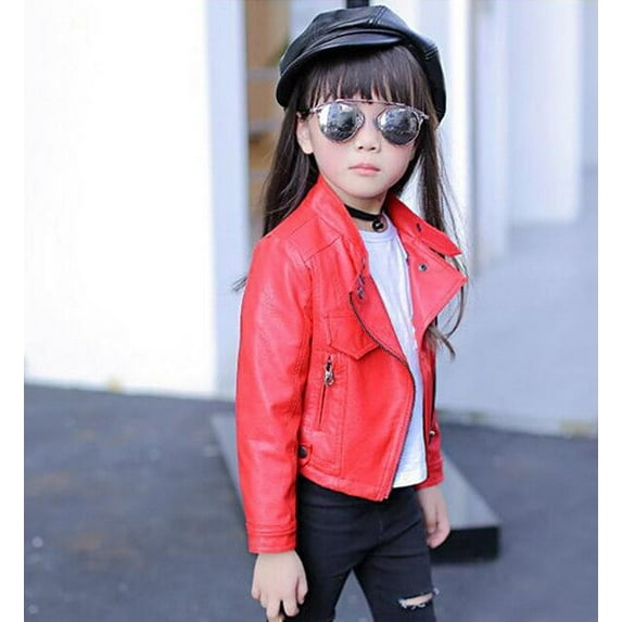 2019 New Autumn Girls Jacket pu Leather Zipper Jacket For Girls 3-12Yrs Fashion Solid Leather Coat Children Clothing Outerwear