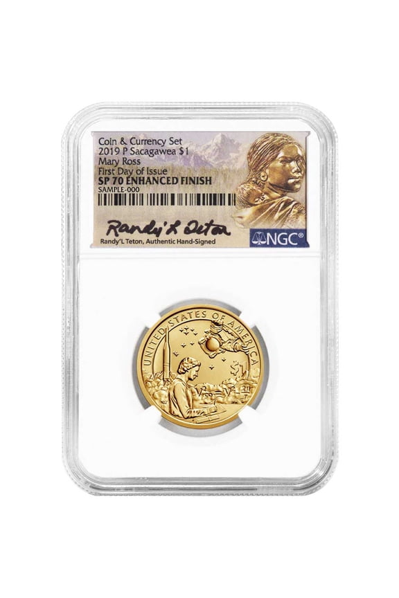 2019-P $1 1-oz Native American Mary Ross Coin NGC SP70 FDI Teton Signature Label