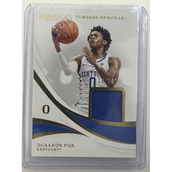 2019 Panini Immaculate Collection Collegiate De'Aaron Fox #31 Base Patch Relic Limited Edition Kentucky NBA Basketball Trading Card