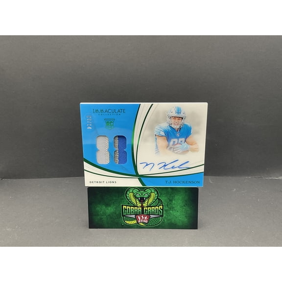 2019 Panini Immaculate Collection T.J. Hockenson NRPA-TJ Autograph Patch RC 09/14 Detroit Lions Football Card